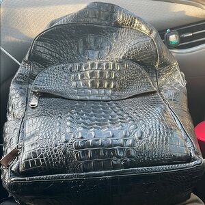Brahmin Black Crocodile-Embossed Backpack